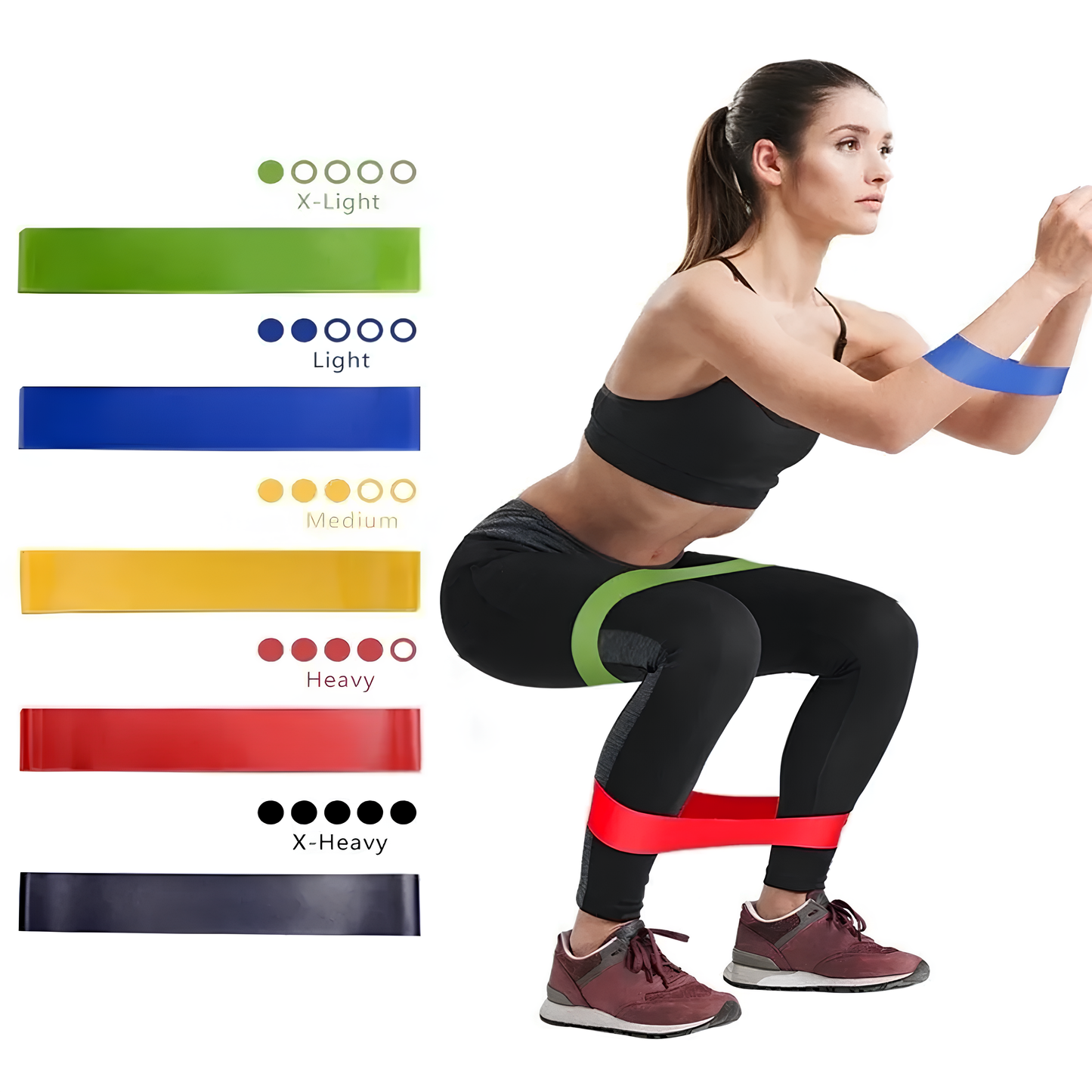 Bandas de resistencia 60 cm x5 niveles fitness